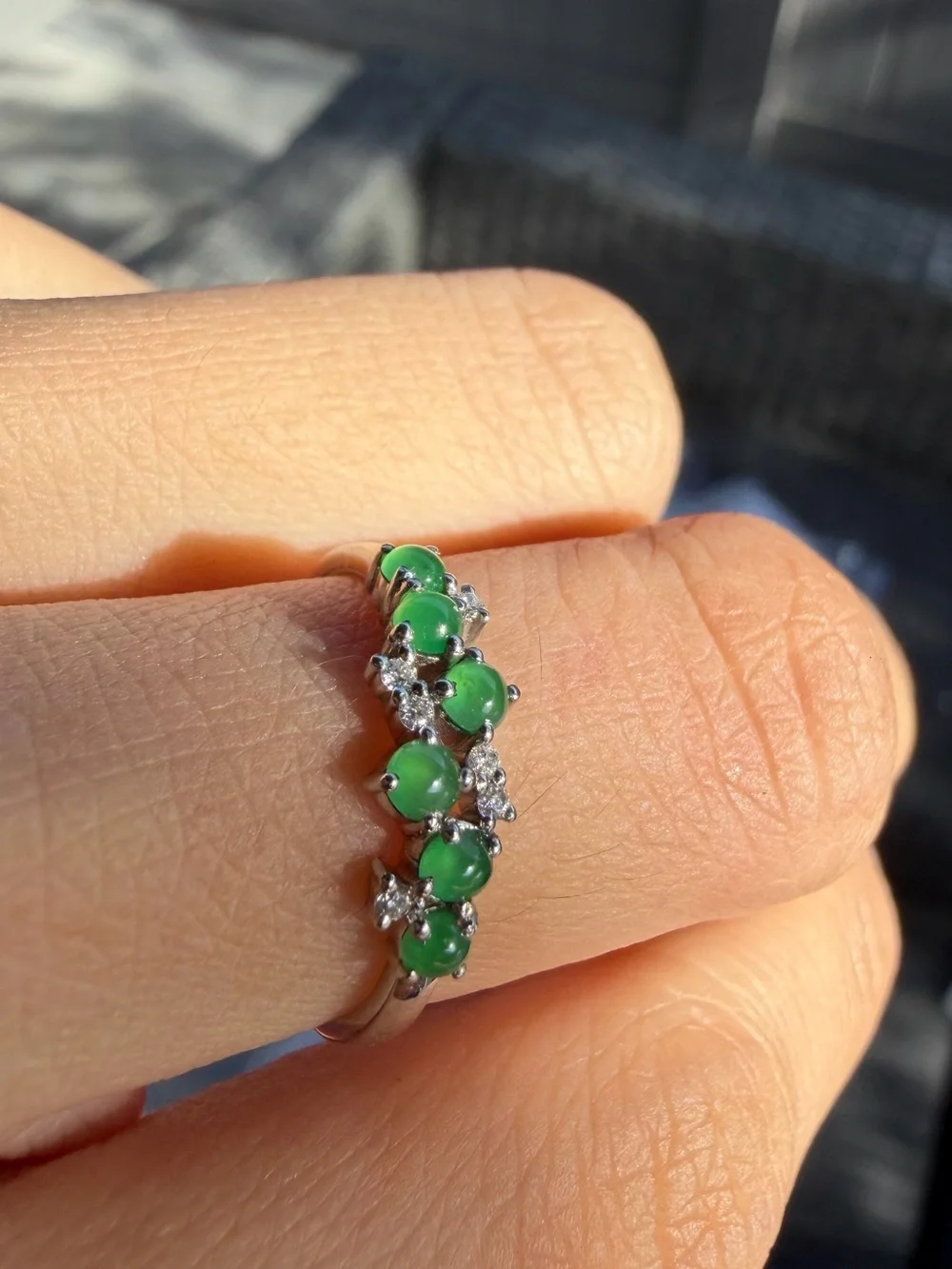 Certified New Natural Type A Burmese Icy Bright Green Jadeite Ring